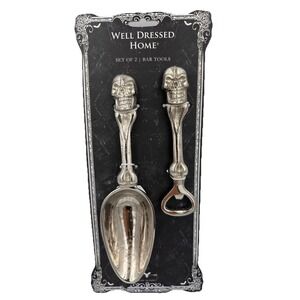 Well Dressed Home Set Of 2 Bar Tools Bottle Opener and Ice Scoop Halloween Goth